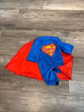 Superhero Blue & Red Cape Costume Bodysuit for Kids
